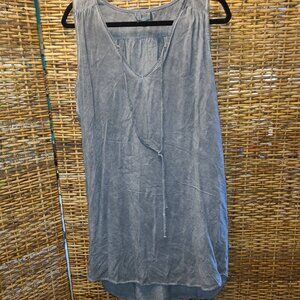 NYTT Dress Womens L Gray Acid Wash Tank Strappy V-Neck Sleeveless Pullover